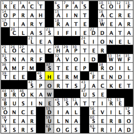 CrosSynergy/Washington Post crossword solution, 03.28.16: "Pieces of Paper"