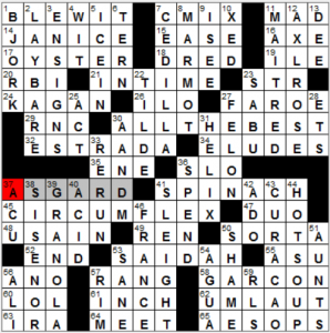 NY Times crossword solution, 06 01 16, no 0601