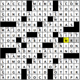 CrosSynergy/Washington Post crossword solution, 07.11.16: "Military Band"