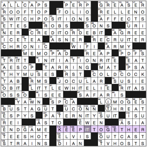 NY Times crossword solution, 7 31 16, "Make That a Double"