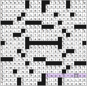 NY Times crossword solution, 9 11 16, "Sack Time"