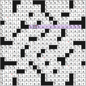 NY Times crossword solutioln, 9 18 16, "Make a Dash for It"