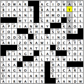New York Times crossword solution, 10.05.16