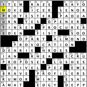 New York Times crossword solution, 10.19.16