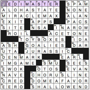 NY Times crossword solution, 10 7 16, no 1007