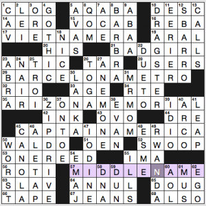 NY Times crossword solution, 10 18 16, no 1018
