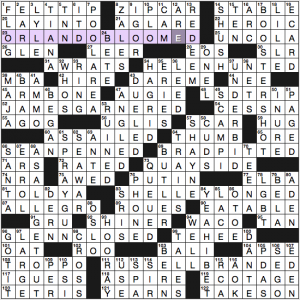 NY Times crossword solution, 12 4 16, "Action Stars"